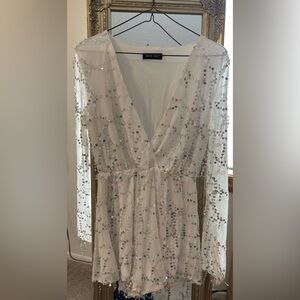 White Sequin Romper